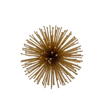 Set of Two Gold Iron Decorative Spiky Sphere Tabletop Sculptures