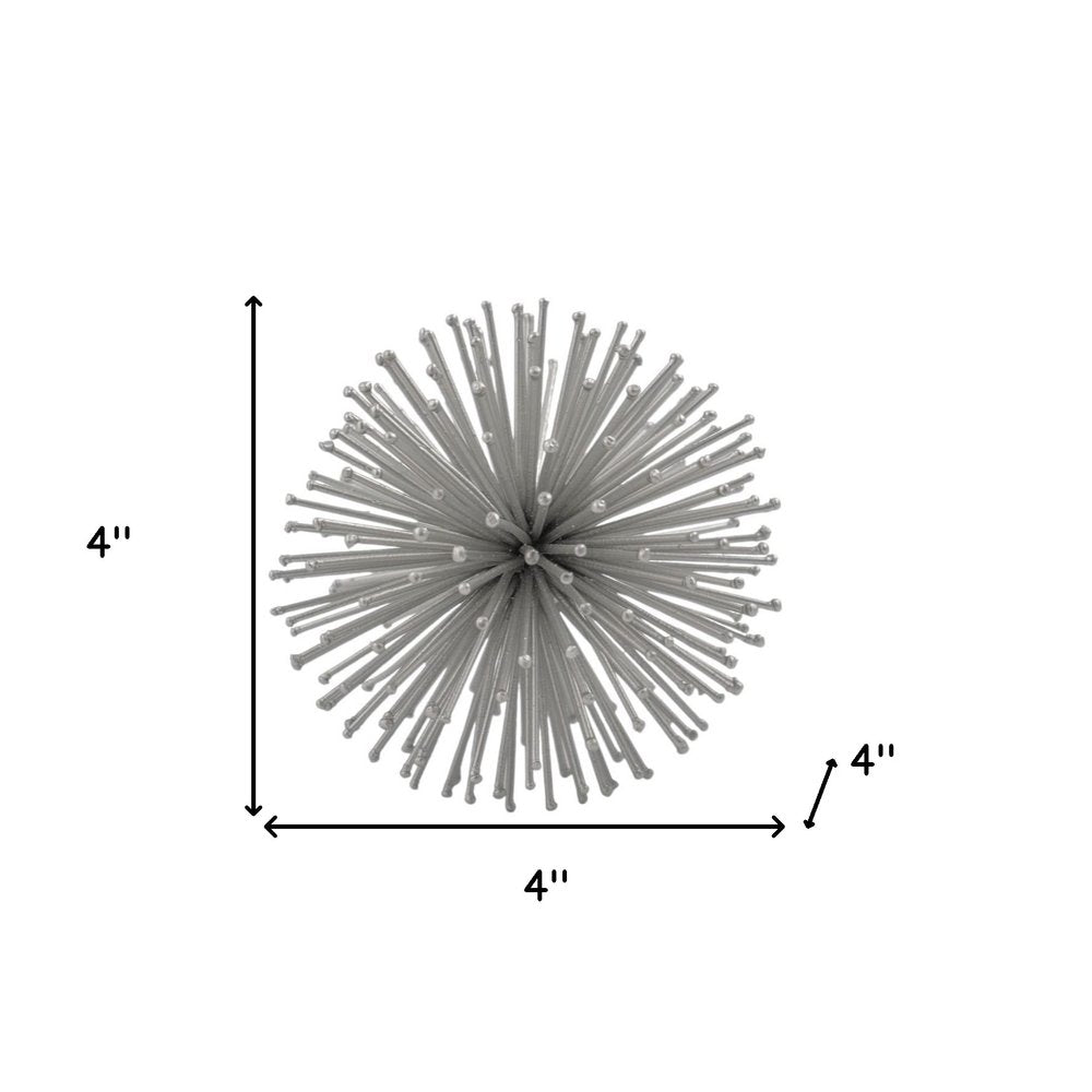 Set of Two Gold Iron Decorative Spiky Sphere Tabletop Sculptures