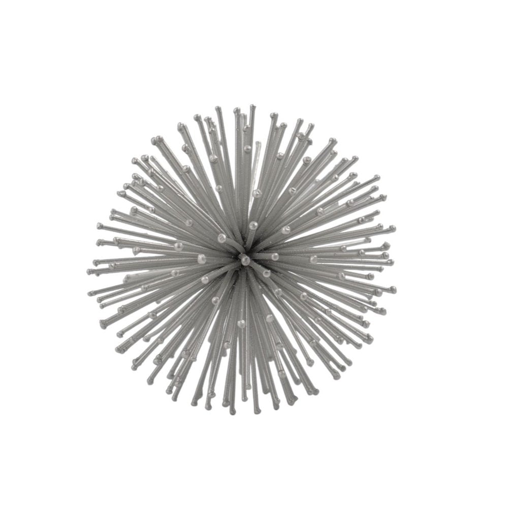 Set of Two Black Iron Decorative Spiky Sphere Tabletop Sculpture