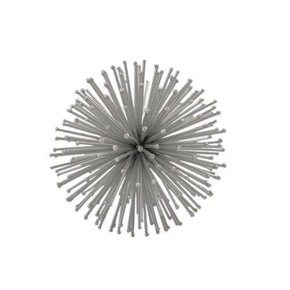 Set of Two Black Iron Decorative Spiky Sphere Tabletop Sculpture