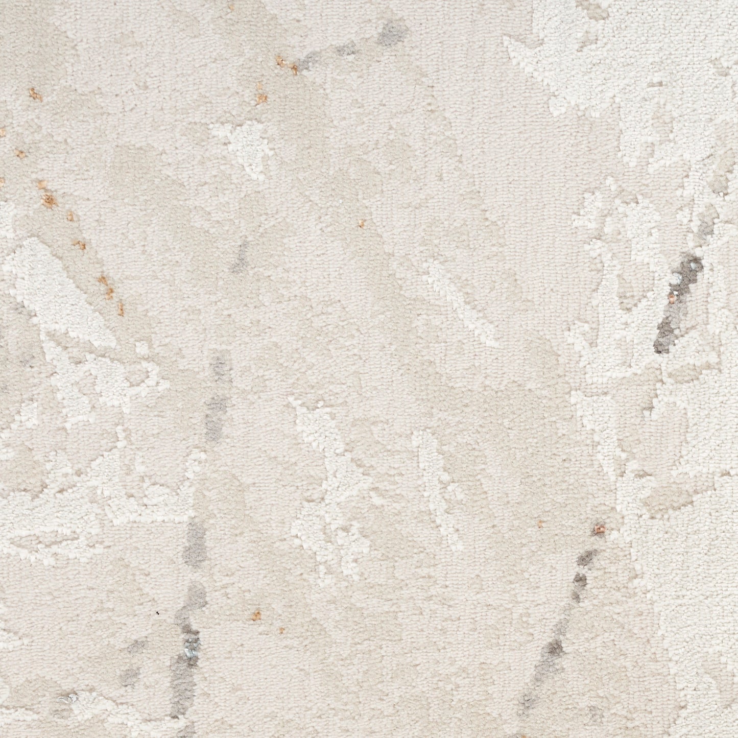 Cream-beige area rug with soft woven pile and subtle gray marbling for contemporary living spaces.