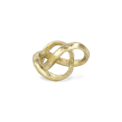 6" Gold Cast Iron Modern Abstract Infinity Knot Tabletop Sculpture