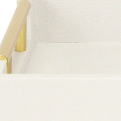 16" Wood Faux Shagreen Serving Tray With Handles