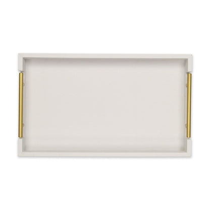 16" Wood Faux Shagreen Serving Tray With Handles