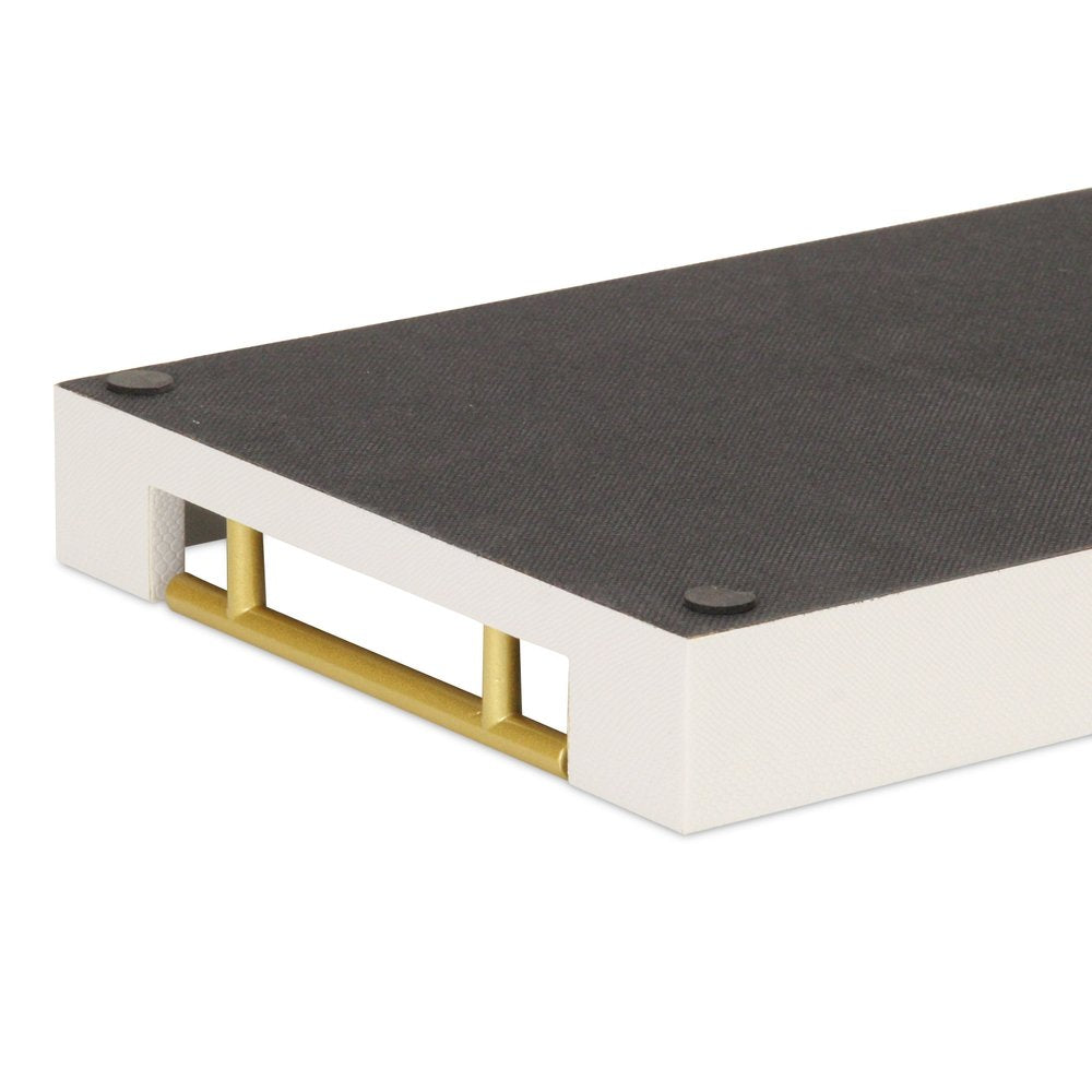 16" Wood Faux Shagreen Serving Tray With Handles