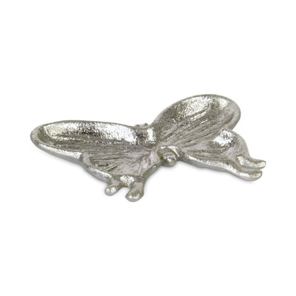 6" Silver Cast Iron Butterfly Handmade Trinket Tray