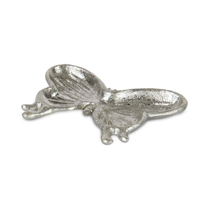 6" Silver Cast Iron Butterfly Handmade Trinket Tray