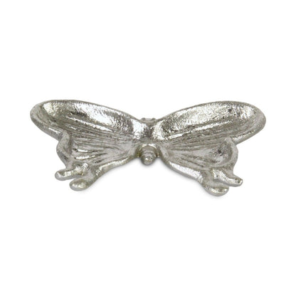 6" Silver Cast Iron Butterfly Handmade Trinket Tray