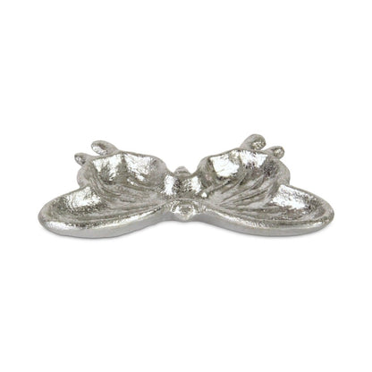 6" Silver Cast Iron Butterfly Handmade Trinket Tray