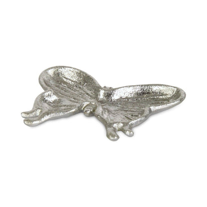6" Silver Cast Iron Butterfly Handmade Trinket Tray