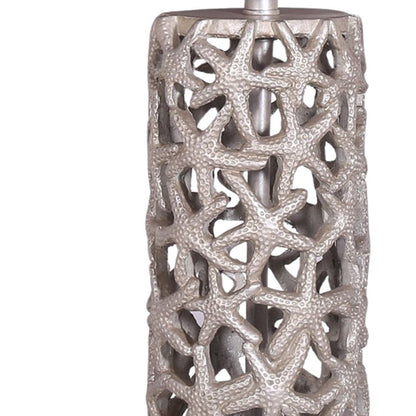 Set of Two 30" Silver Coastal Starfish Table Lamps With Beige Drum Shades