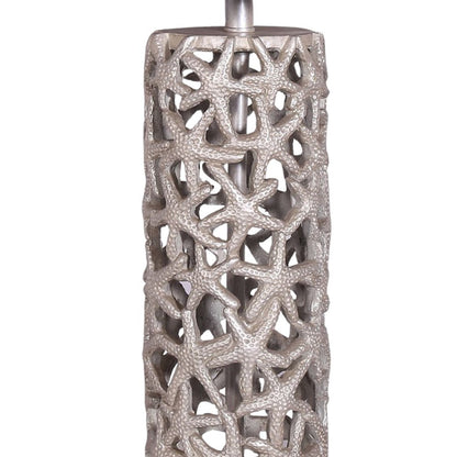 Set of Two 30" Silver Coastal Starfish Table Lamps With Beige Drum Shades