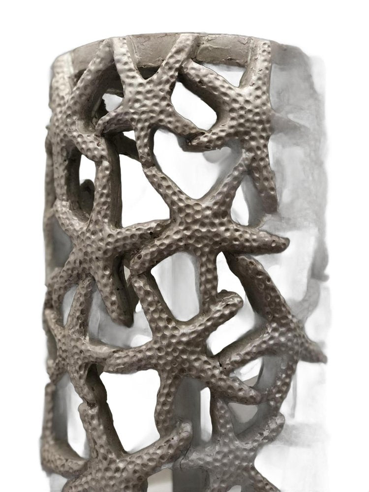 Set of Two 30" Silver Coastal Starfish Table Lamps With Beige Drum Shades