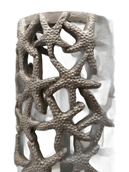 Set of Two 30" Silver Coastal Starfish Table Lamps With Beige Drum Shades