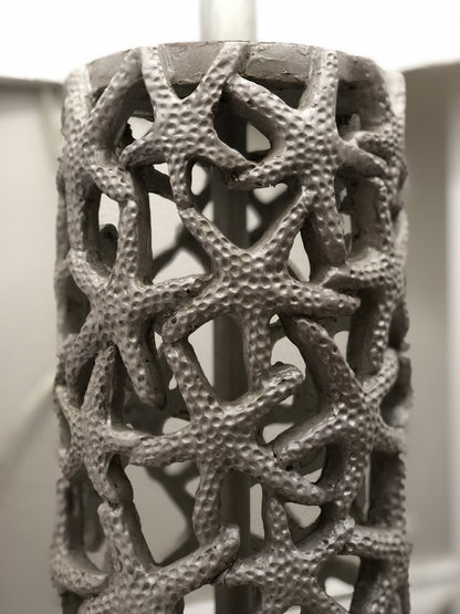 Set of Two 30" Silver Coastal Starfish Table Lamps With Beige Drum Shades