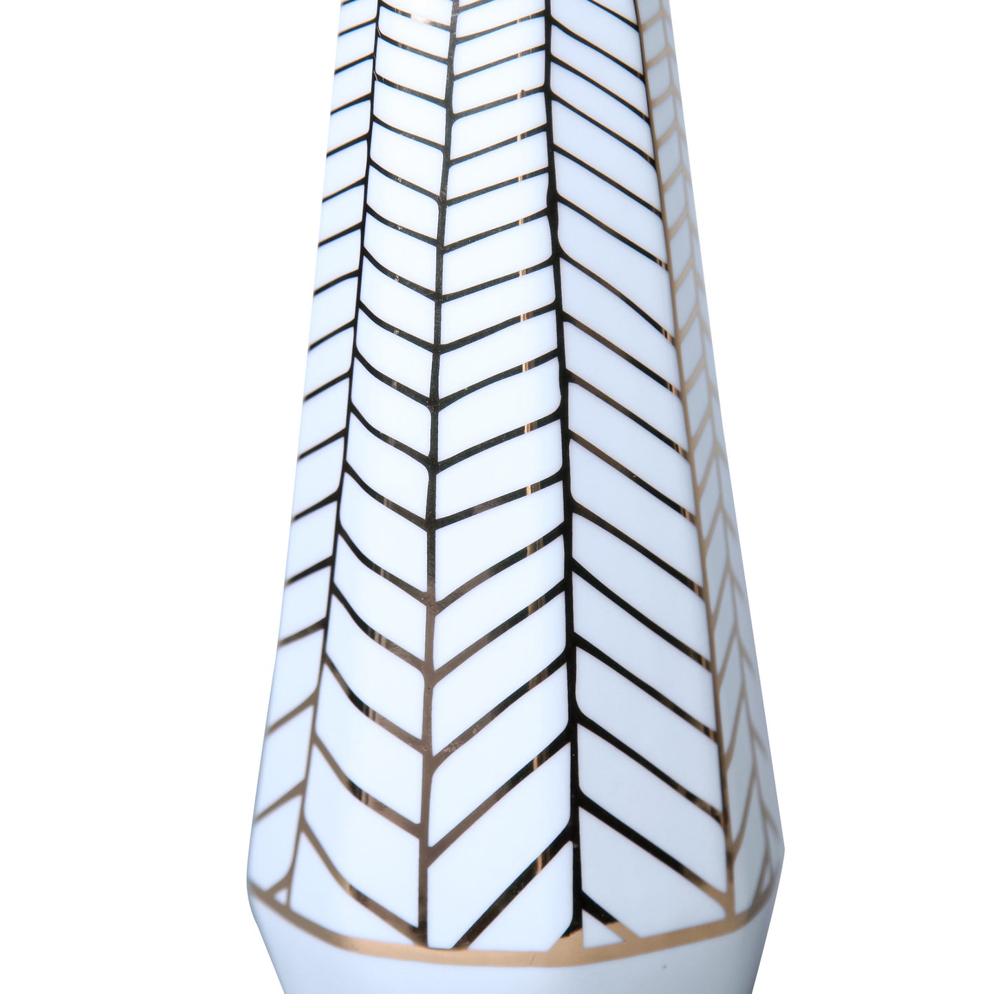 10" White and Gold Geometric Cylinder Ceramic Table Vase