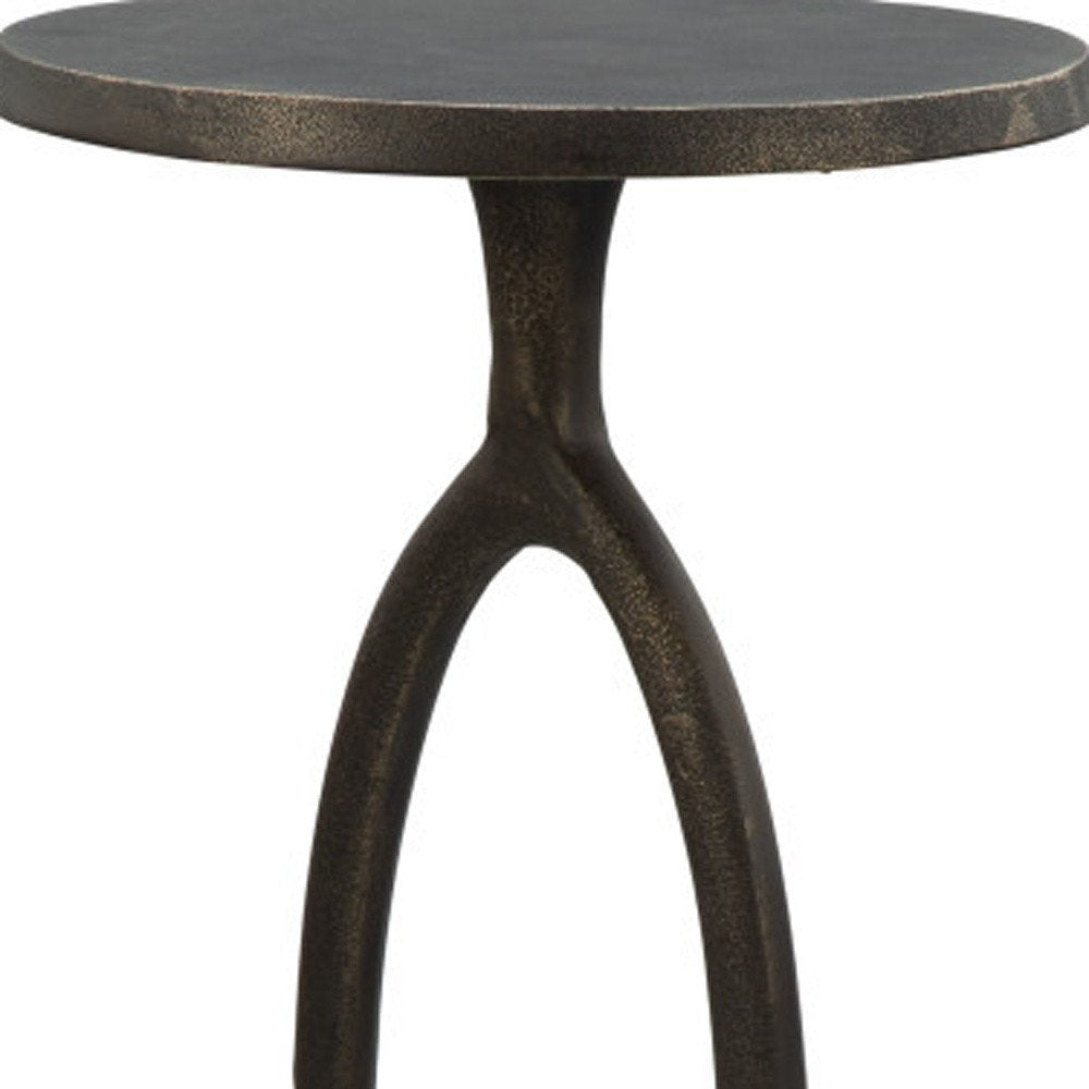 25" Bronze And White Aluminum Round Pedestal End Table