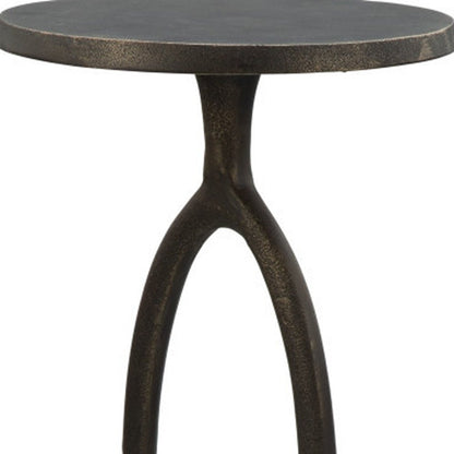 25" Bronze And White Aluminum Round Pedestal End Table