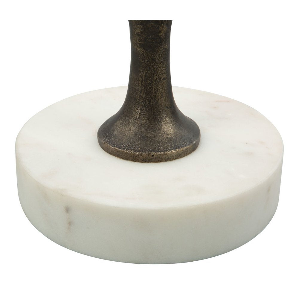 25" Bronze And White Aluminum Round Pedestal End Table