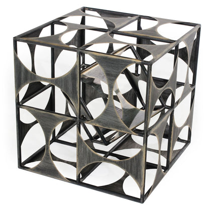 20" Gray Metal Geo Cube Tabletop Sculpture