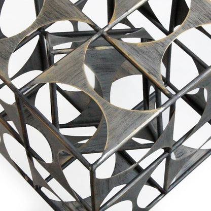 20" Gray Metal Geo Cube Tabletop Sculpture
