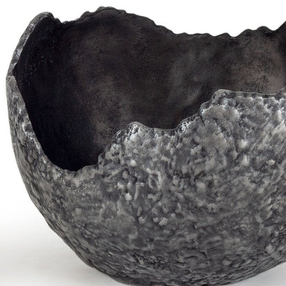 Set of Two Gray And Silver Aluminum Decorative Bowls