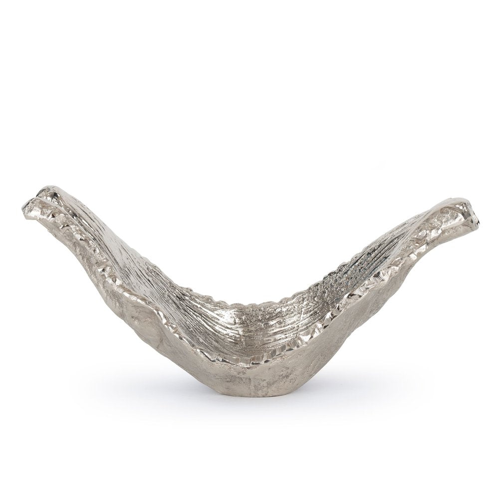 11" Silver Aluminum Organic Shaped Decorative Bowl