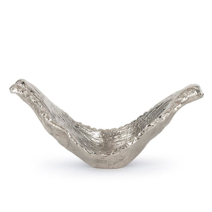 11" Silver Aluminum Organic Shaped Decorative Bowl