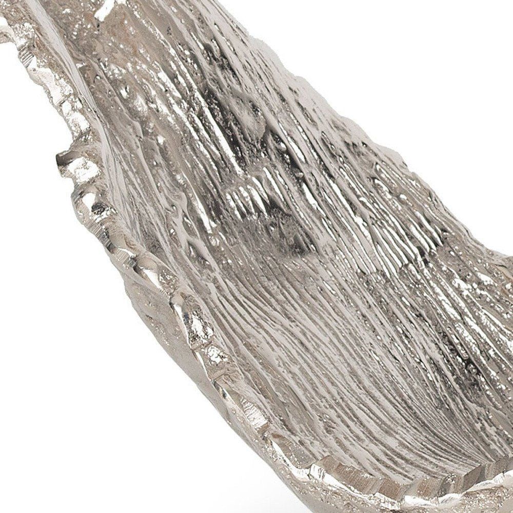 11" Silver Aluminum Organic Shaped Decorative Bowl