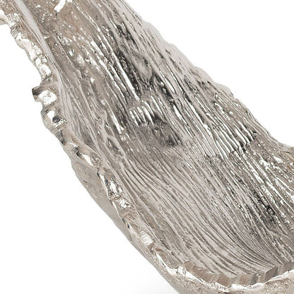 11" Silver Aluminum Organic Shaped Decorative Bowl