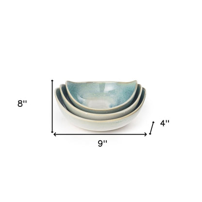 Set of Three Blue And White Ceramic Decorative Bowl