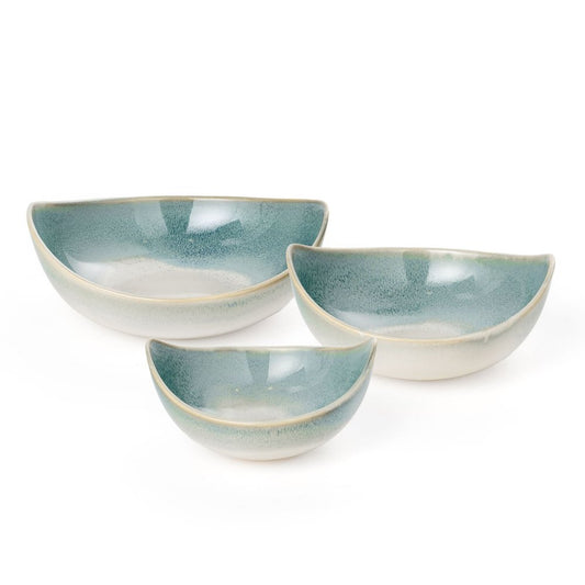 Set of Three Blue And White Ceramic Decorative Bowl
