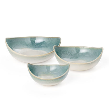 Set of Three Blue And White Ceramic Decorative Bowl