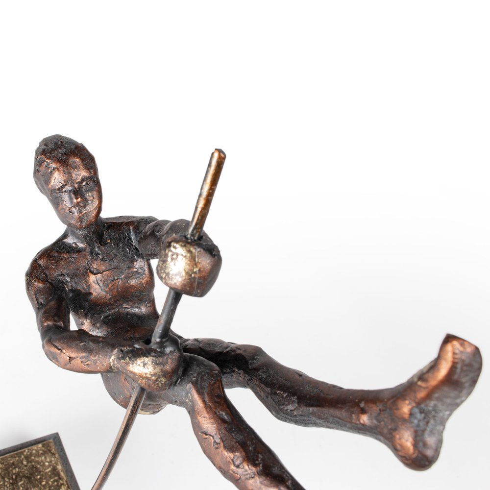 15" Bronze Resin Pole Vaulting Man Tabletop Sculpture