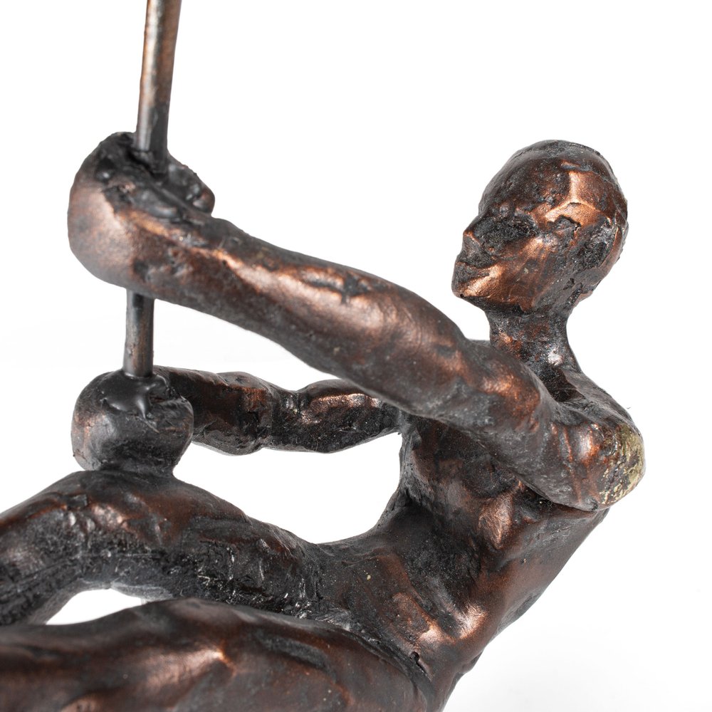 15" Bronze Resin Pole Vaulting Man Tabletop Sculpture