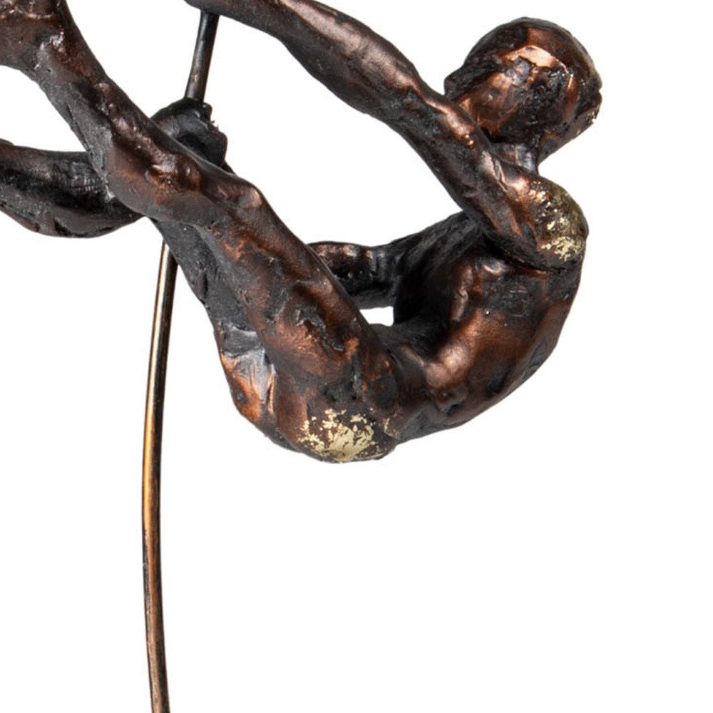 15" Bronze Resin Pole Vaulting Man Tabletop Sculpture
