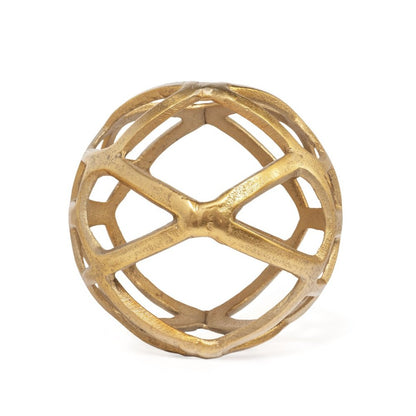 7" Gold Aluminum Geo Orb Tabletop Sculpture