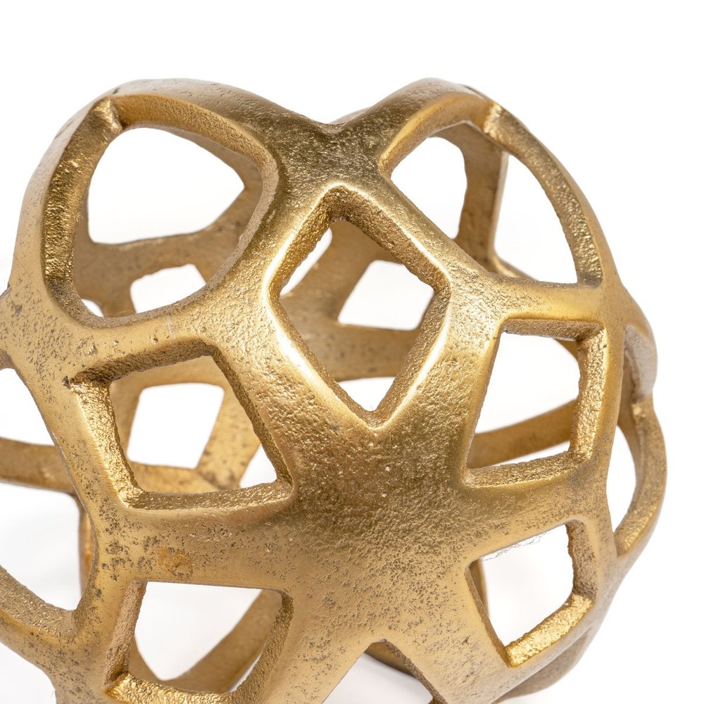 7" Gold Aluminum Geo Orb Tabletop Sculpture