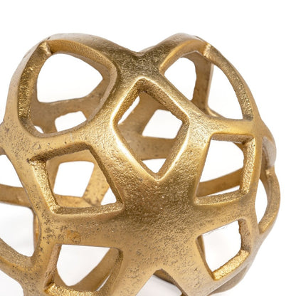 7" Gold Aluminum Geo Orb Tabletop Sculpture