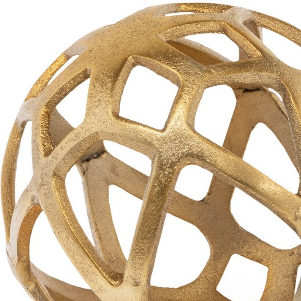 7" Gold Aluminum Geo Orb Tabletop Sculpture