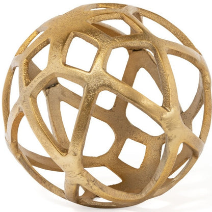 7" Gold Aluminum Geo Orb Tabletop Sculpture