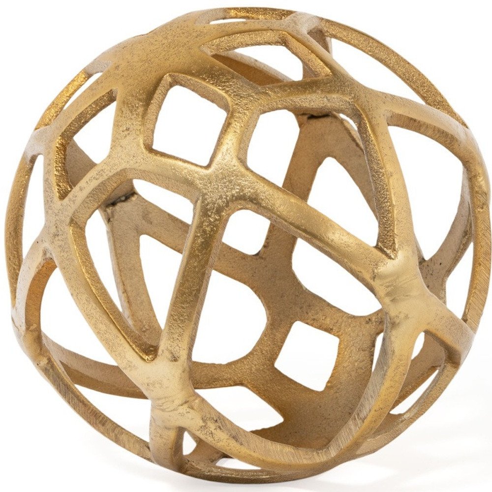 7" Gold Aluminum Geo Orb Tabletop Sculpture