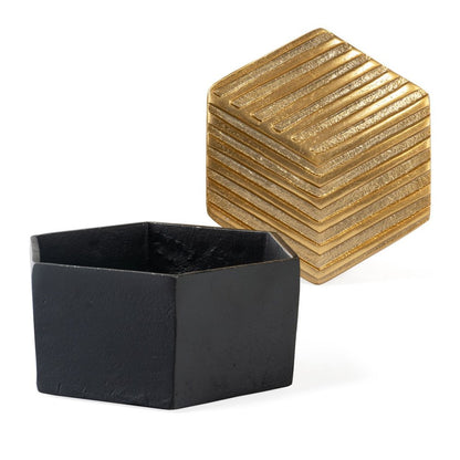 7" Black And Gold Aluminum Decorative Keepsake Box