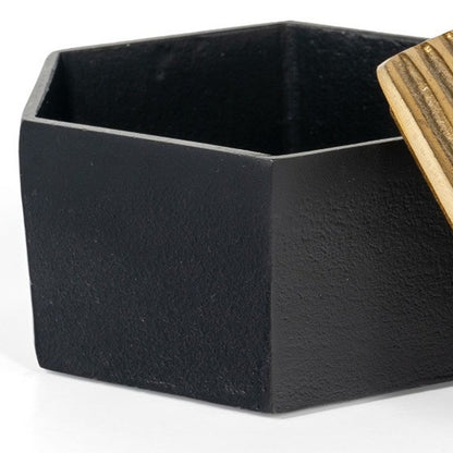 7" Black And Gold Aluminum Decorative Keepsake Box
