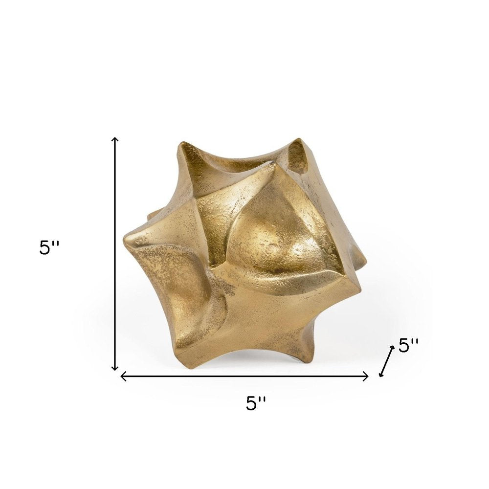 5" Gold Aluminum Faceted Orb Tabletop Sculpture