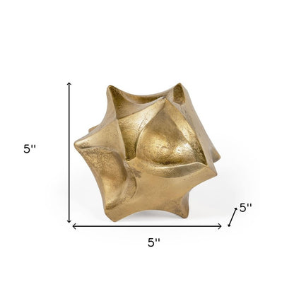 5" Gold Aluminum Faceted Orb Tabletop Sculpture