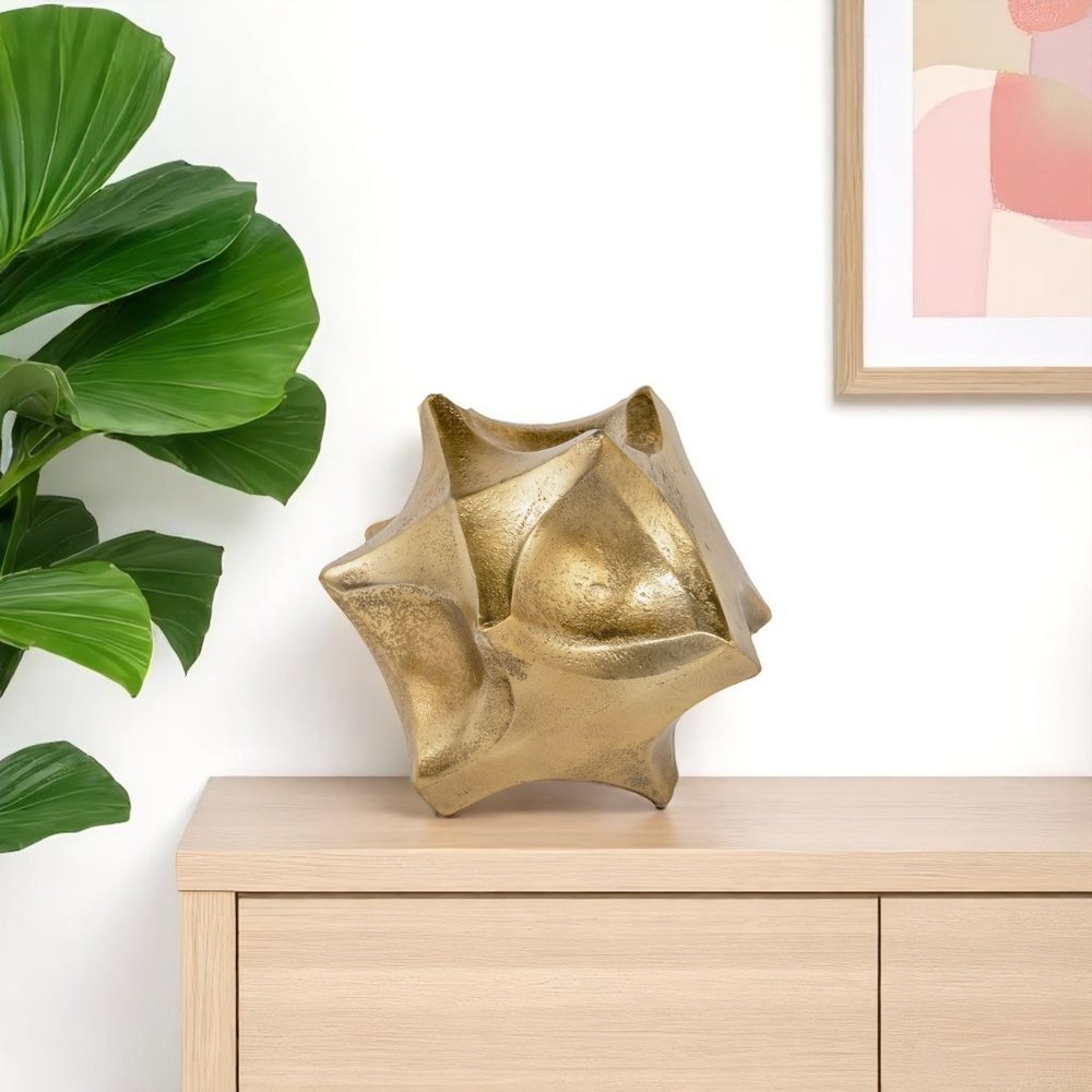 5" Gold Aluminum Faceted Orb Tabletop Sculpture