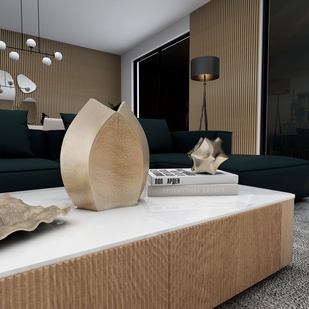 5" Gold Aluminum Faceted Orb Tabletop Sculpture