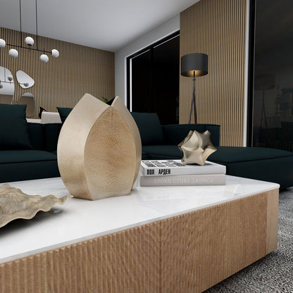 5" Gold Aluminum Faceted Orb Tabletop Sculpture