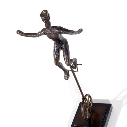16" Bronze Resin Unicycle Man Tabletop Sculpture